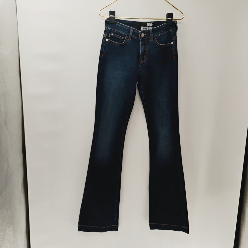 Love Moschino Women's Flare-Leg Jeans Denim‎ Size 26 y2k bedazzled pockets - Picture 2 of 15